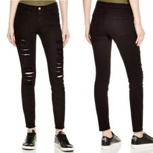 Frame Black Denim Ripped Skinny Jeans